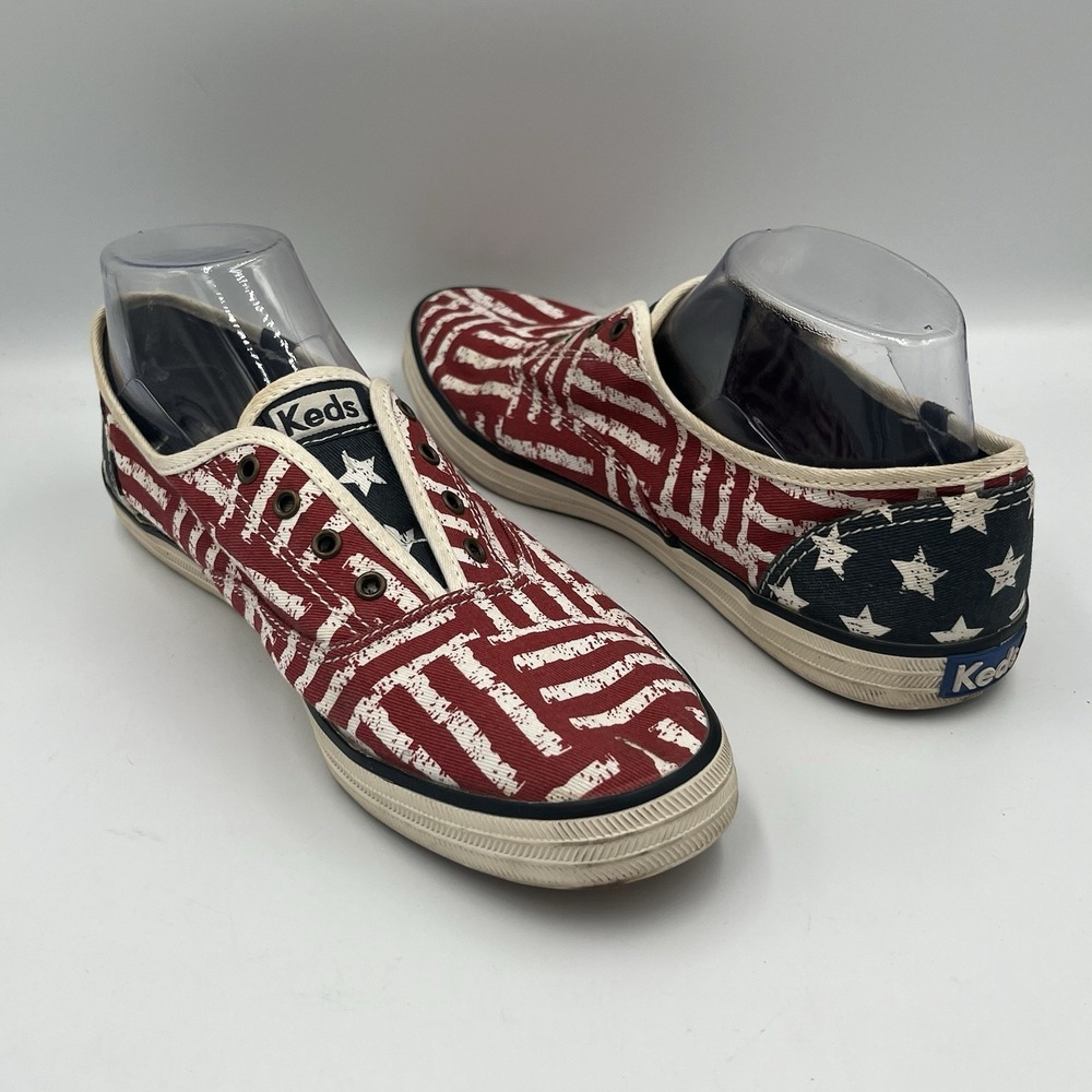KEDS Women's CHILLAX Slip On American Flag RED WHITE BLUE Stars & Stripes 9.5
